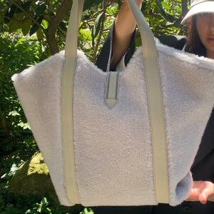 NWT 2PC Set Shopper Bad Monili Italy Wool Cashmere Fleecy Fu